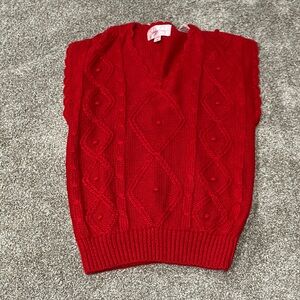 Jacklyn Smith Red Cable Knit Women's Sweater Vest